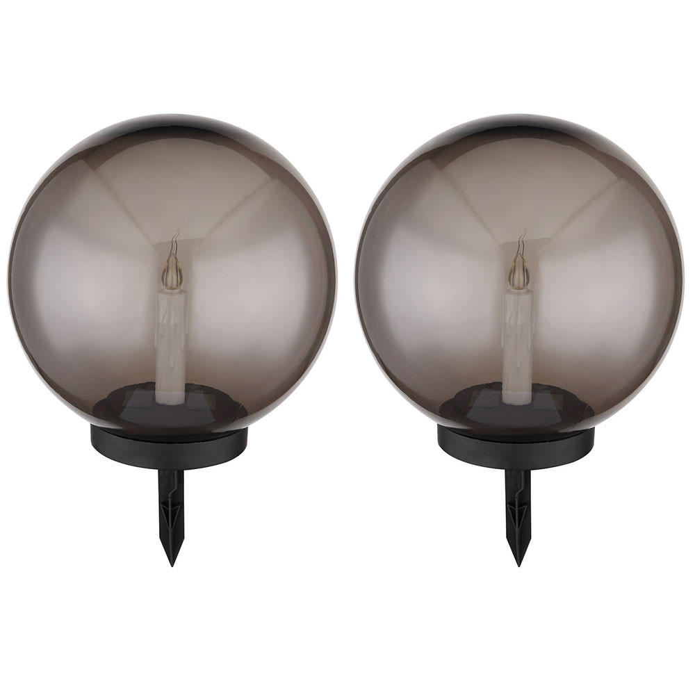 LED AUSSENLEUCHTE Kunststoff Grau Rauchoptik 2er Set - Grau, Kunststoff (25/25/38.5cm) - Globo Lighting
