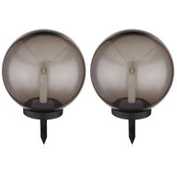 LED AUSSENLEUCHTE Kunststoff Grau Rauchoptik 2er Set - Grau, Kunststoff (25/25/38.5cm) - Globo Lighting