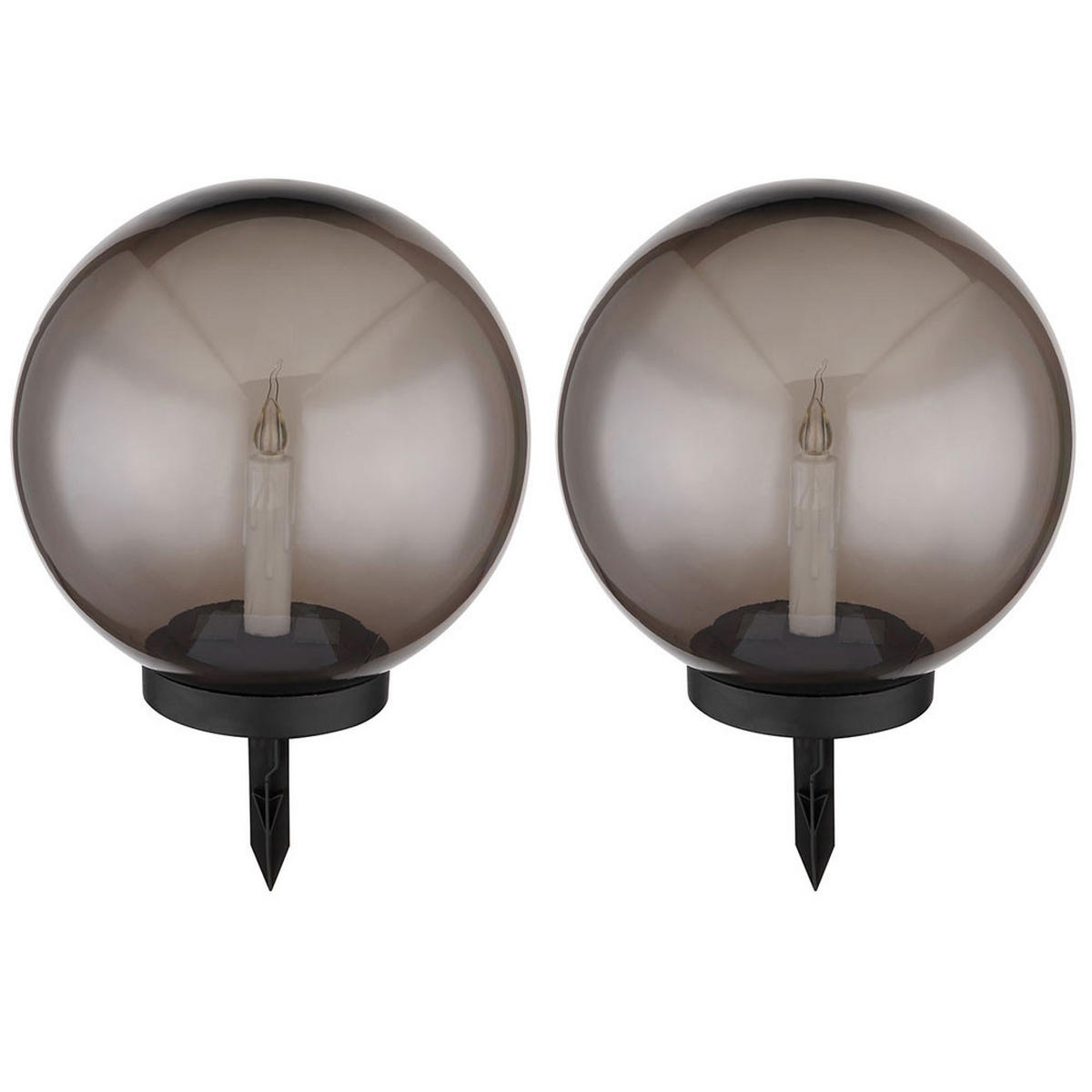 LED AUSSENLEUCHTE Kunststoff Grau Rauchoptik 2er Set - Grau, Kunststoff (25/25/38.5cm) - Globo Lighting