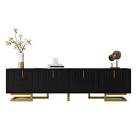 TV-LOWBOARD 160/38/44,5 cm mit 4 Türen und Soft-Close in Schwarz - Schwarz, Holzwerkstoff (160/44.5/38cm) - BEAOK