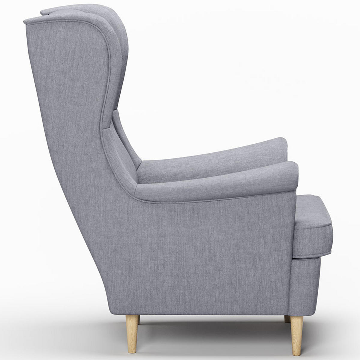 OHRENSESSEL Luno Grau Stoff ES-7 - Naturfarben/Grau, Holz/Textil (90/101/80cm) - Jana
