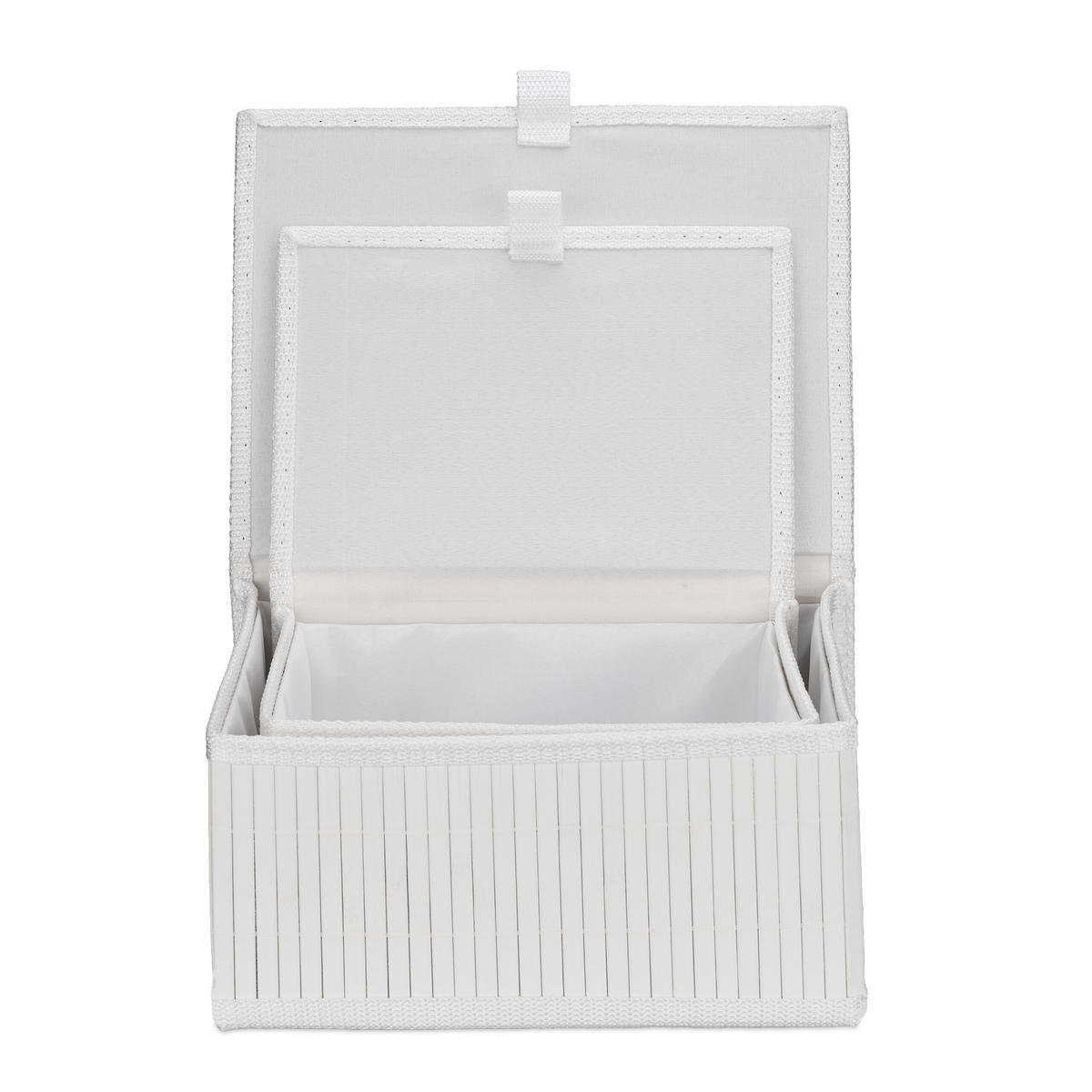 2-TLG.AUFBEWAHRUNGSKORB-SET - Weiß, Holz/Textil (30/14/23cm) - Relaxdays