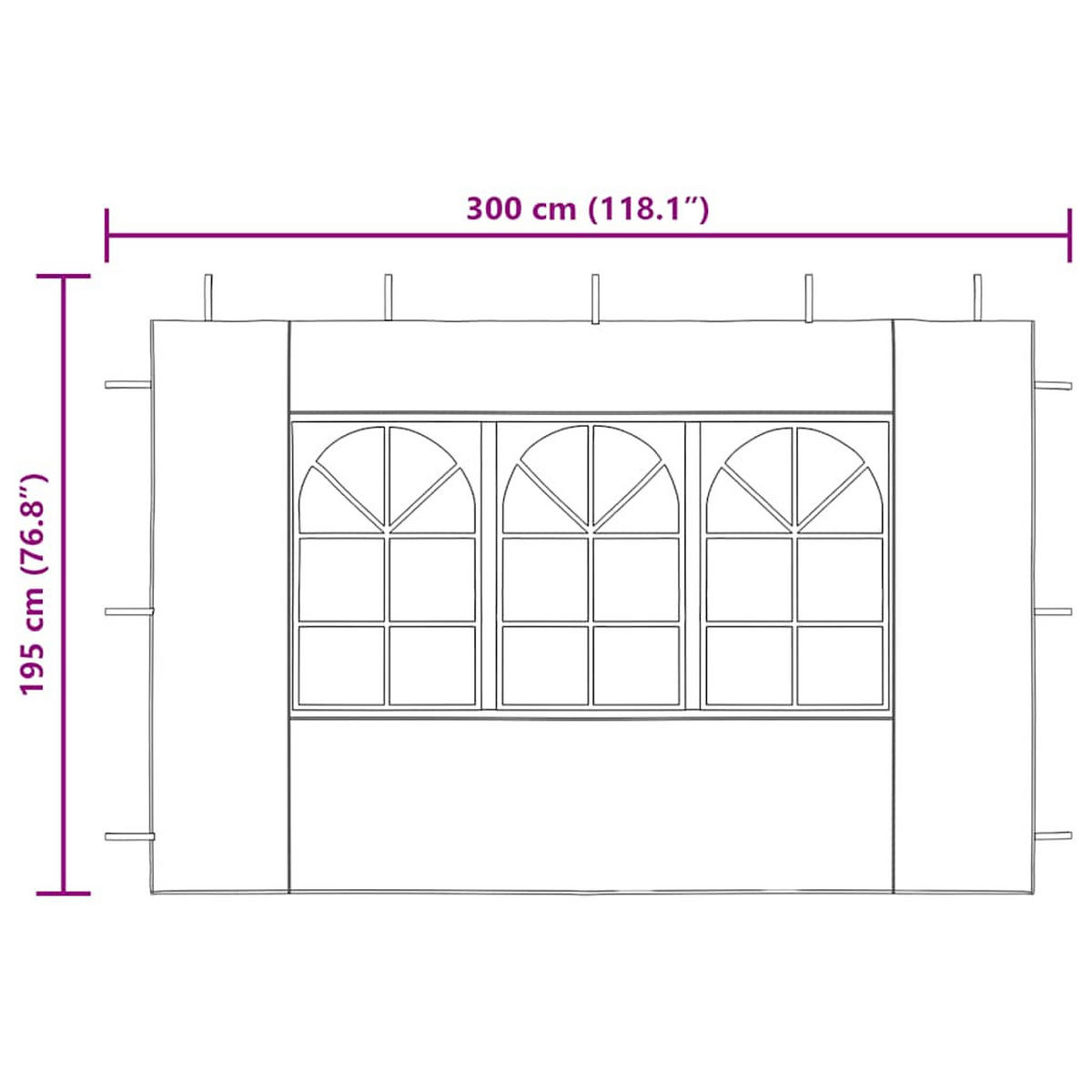 PARTYZELT-SEITENWÄNDE 2 Stück Mit Fenster Pe Weiss - Weiß, Kunststoff (300/195cm) - vidaXL