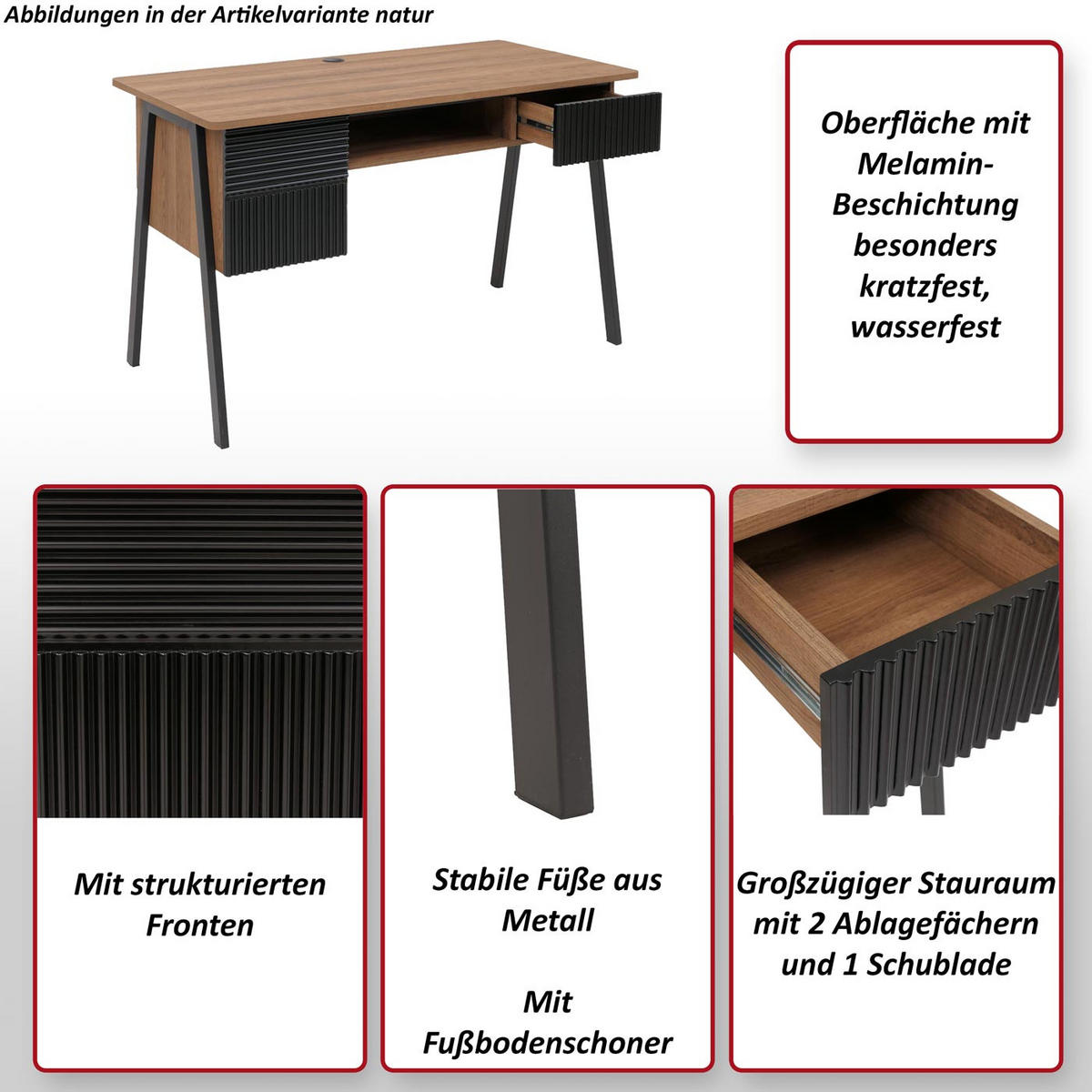 SCHREIBTISCH rechteck Beige - Beige, Holz (60/120/78cm) - MCW