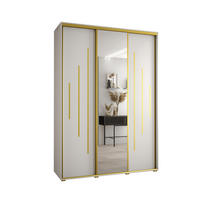 SCHWEBETÜRENSCHRANK 235,2/180/45 3-türig - Goldfarben/Weiß, Holz/Metall (180/235/45cm) - Abiks Möbel