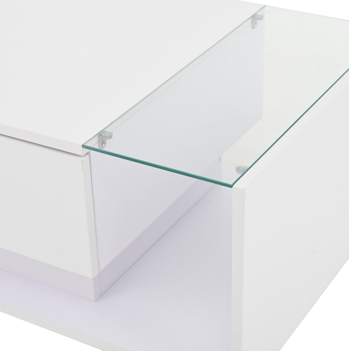 COUCHTISCH 100/50/31 cm mit Schublade, LED-Beleuchtung und gehärtetem Glas, Hochglanz, Weiß - Weiß, Holzwerkstoff (100/50/31cm) - Redom
