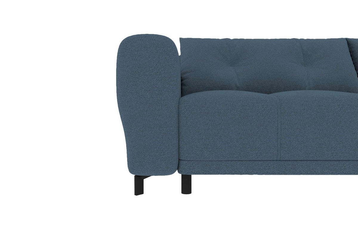 ECKSOFA Massimo Strukturstoff Dunkelblau inkl. Schlaffunktion Rechts - Schwarz/Dunkelblau, Textil/Metall (246/177cm) - 99rooms