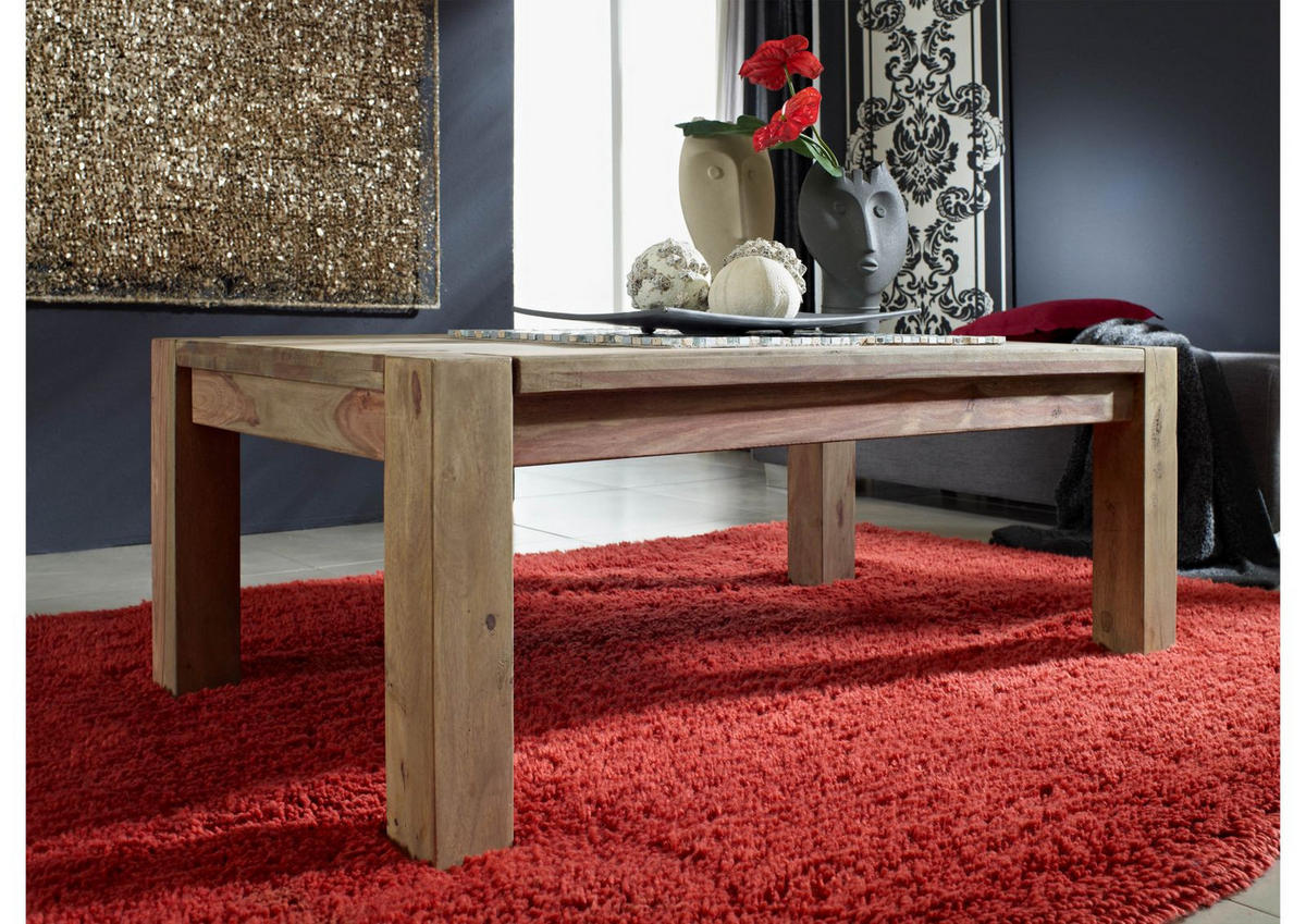 COUCHTISCH Sheesham 120x70x45 grau geölt NATURE GREY #09 - Grau, Holz (120/70/45cm) - Massivmoebel24