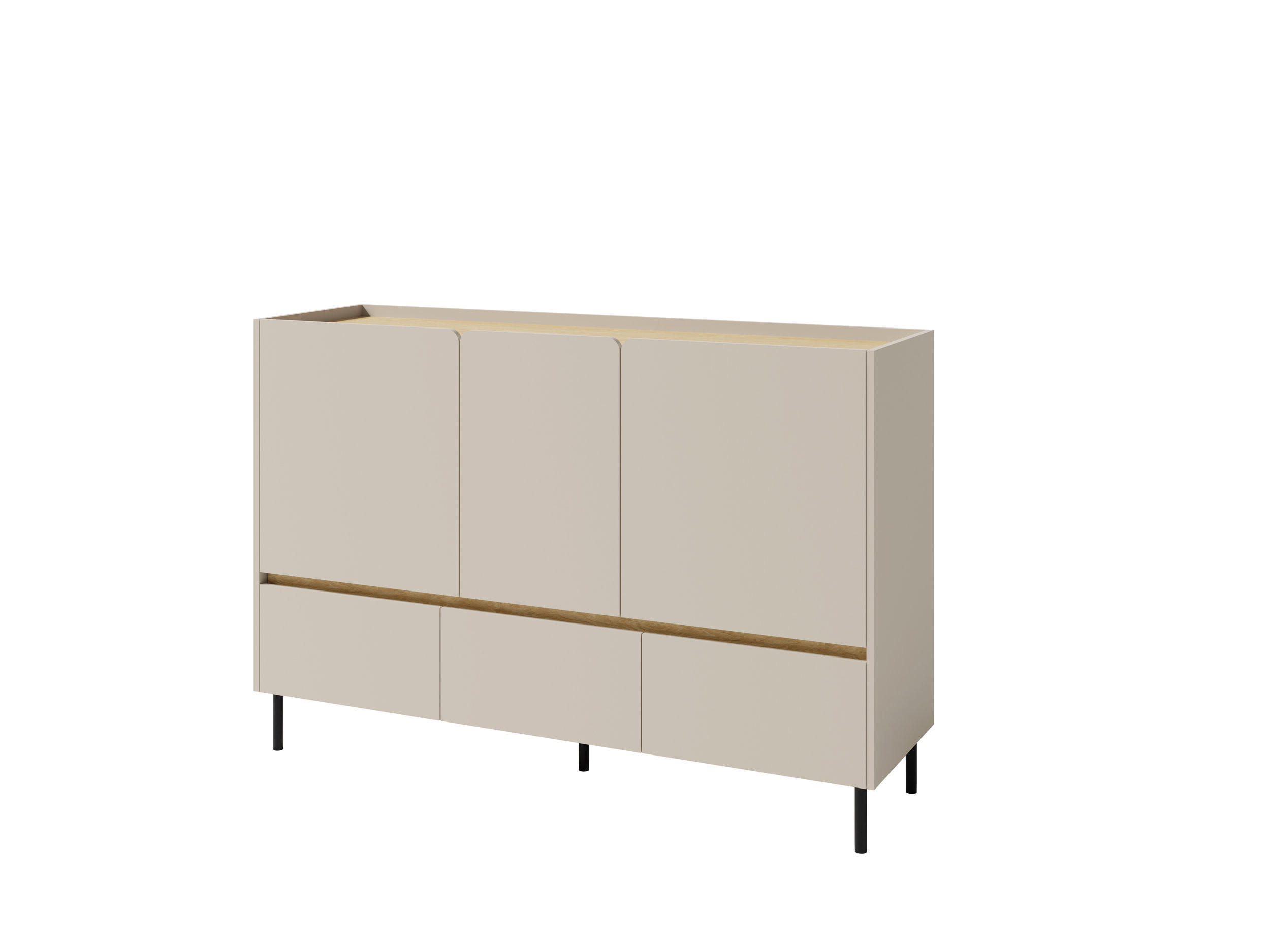 KOMMODE MURO 150/105/40cm mit 3 Schubladen 3 Türen Beige - Beige, Holzwerkstoff (150/105/40cm) - MASSENO