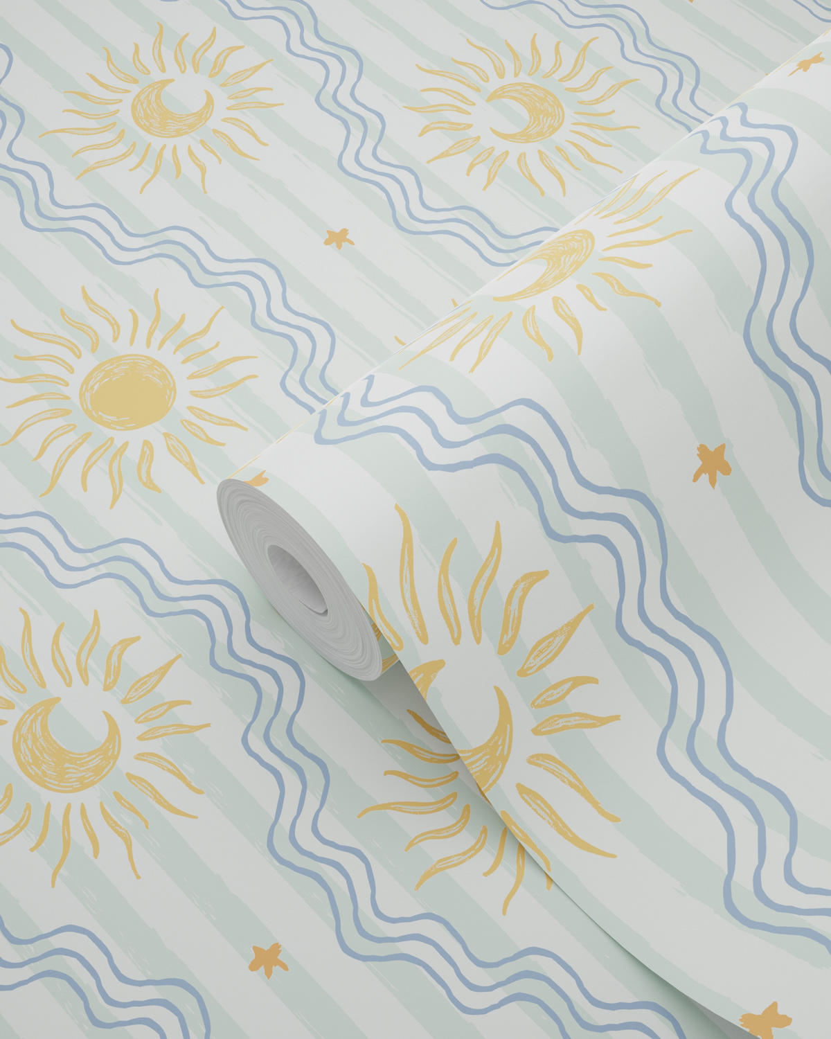 TAPETE Retro-Ornamente 50 x 900 cm - Grün, Papier (50/0.1cm) - ESTAhome
