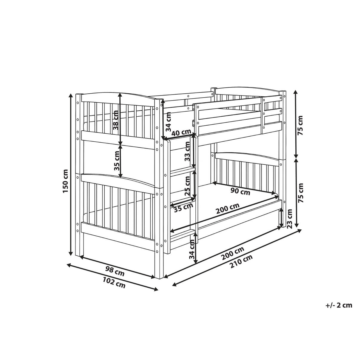 HOCHBETT Kiefernholz 90/200 cm Dunkelbraun Revin - Braun, Holz (90/200cm) - Beliani