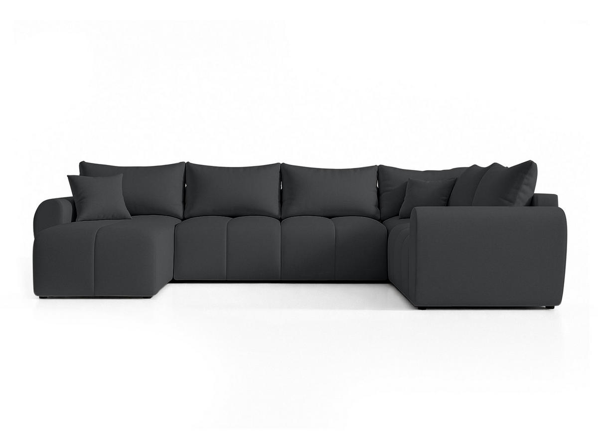 WOHNLANDSCHAFT Malatya U Form MAX Dunkelgrau 311/145/80 cm mit Schlaffunktion - Dunkelgrau/Schwarz, Kunststoff/Textil (208/80/303cm) - AX Living