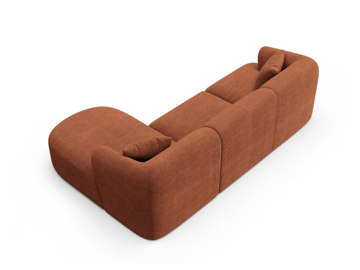 MODULARES-ECKSOFA rechts Campi aus Cord terrakotta 4 Sitzplätze - Terracotta, Textil (156/256cm) - Cosmopolitan Design