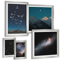 BILDER SET 5er Set - 50x50 cm & 20x30 cm & 40x60 cm Silberner Rahmen - Sterne der Zwillingsgalaxie - Silberfarben, Kunststoff (40/60cm) - TULUP