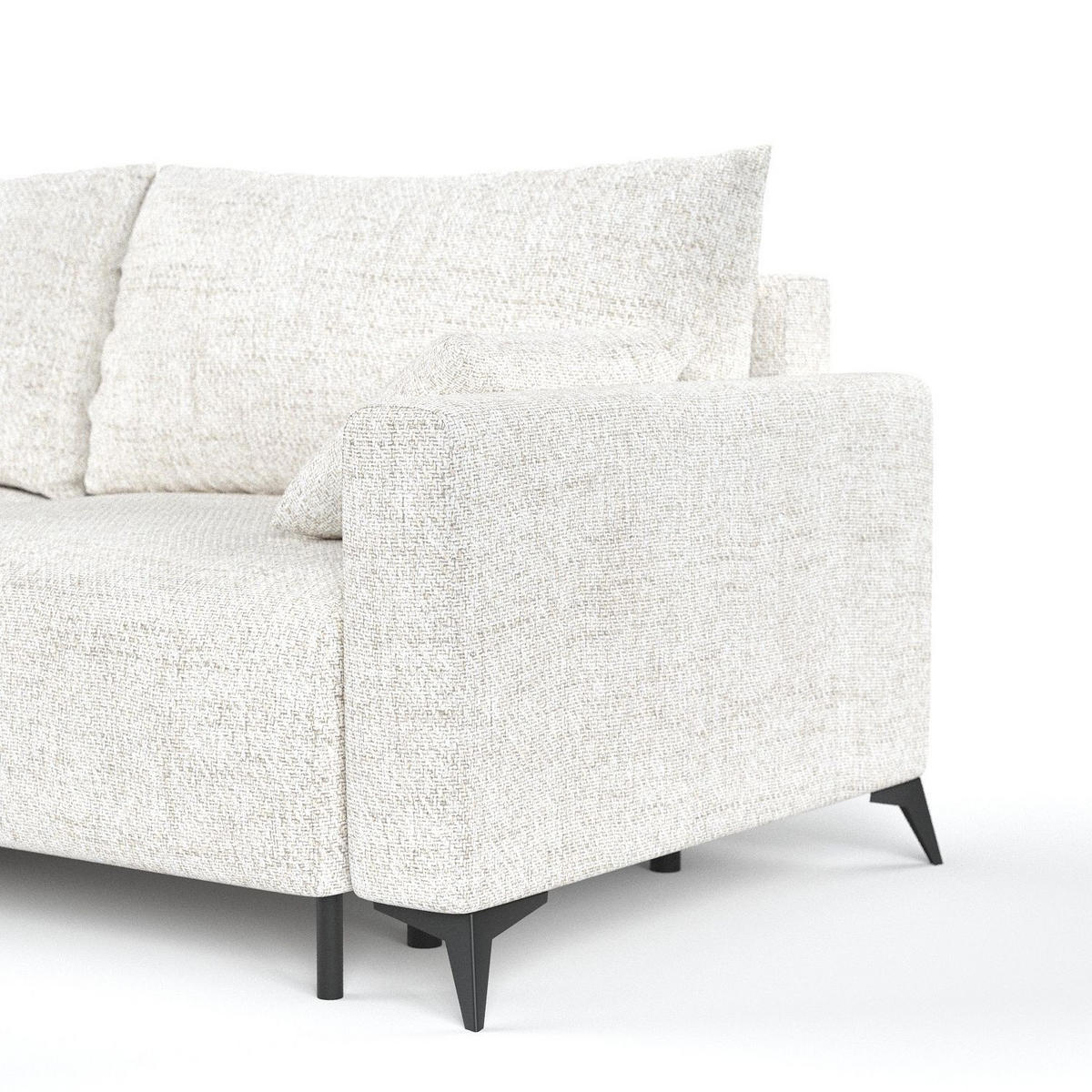 ROHOVÁ SEDAČKA NUVIO, textil, Krémová - černá/krémová, kov/dřevo (239/148cm) - AltaBeds
