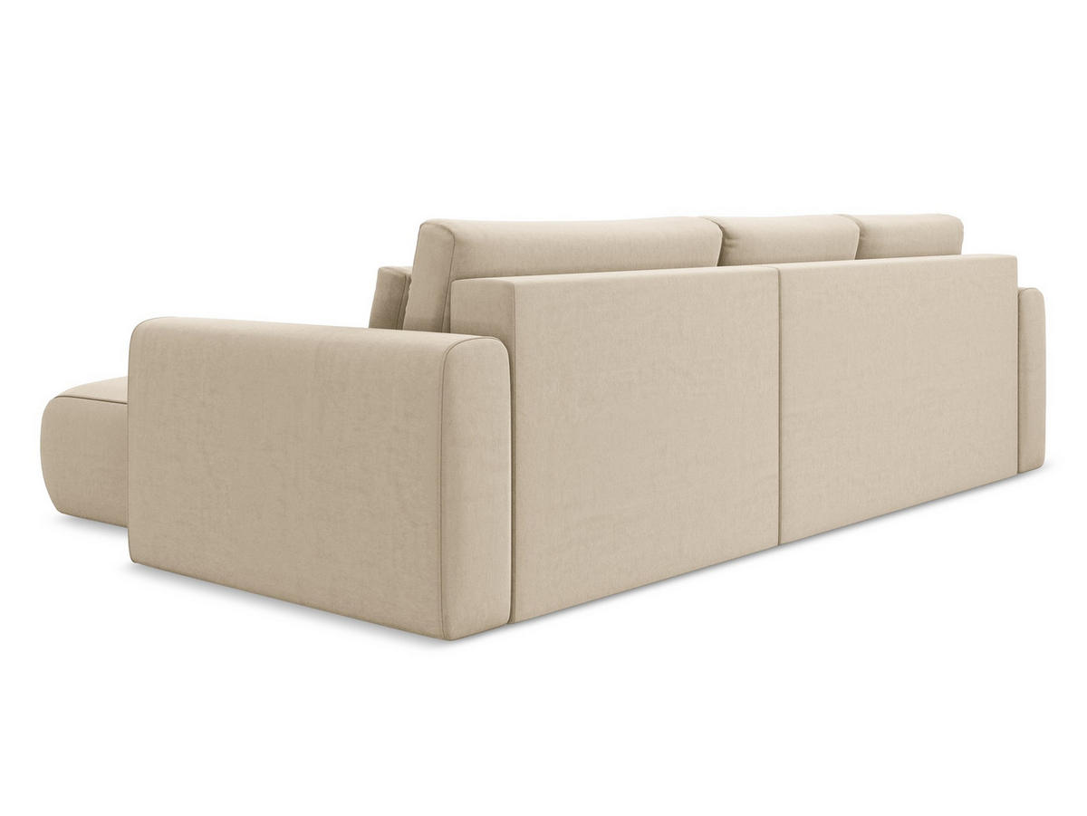 ECKSOFA mit Schlaffunktion Samt Stoff Beige - Beige/Creme, Kunststoff/Textil (278/149cm) - Makamii