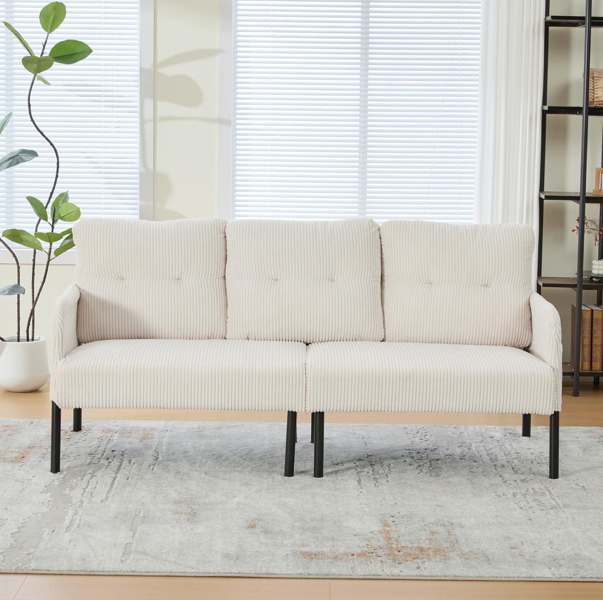 SOFA Dreisitzer mit Seitentasche ca. 171 x 72 x 80 cm Cord Beige - Beige, Textil (171/80/72cm) - IVMEU