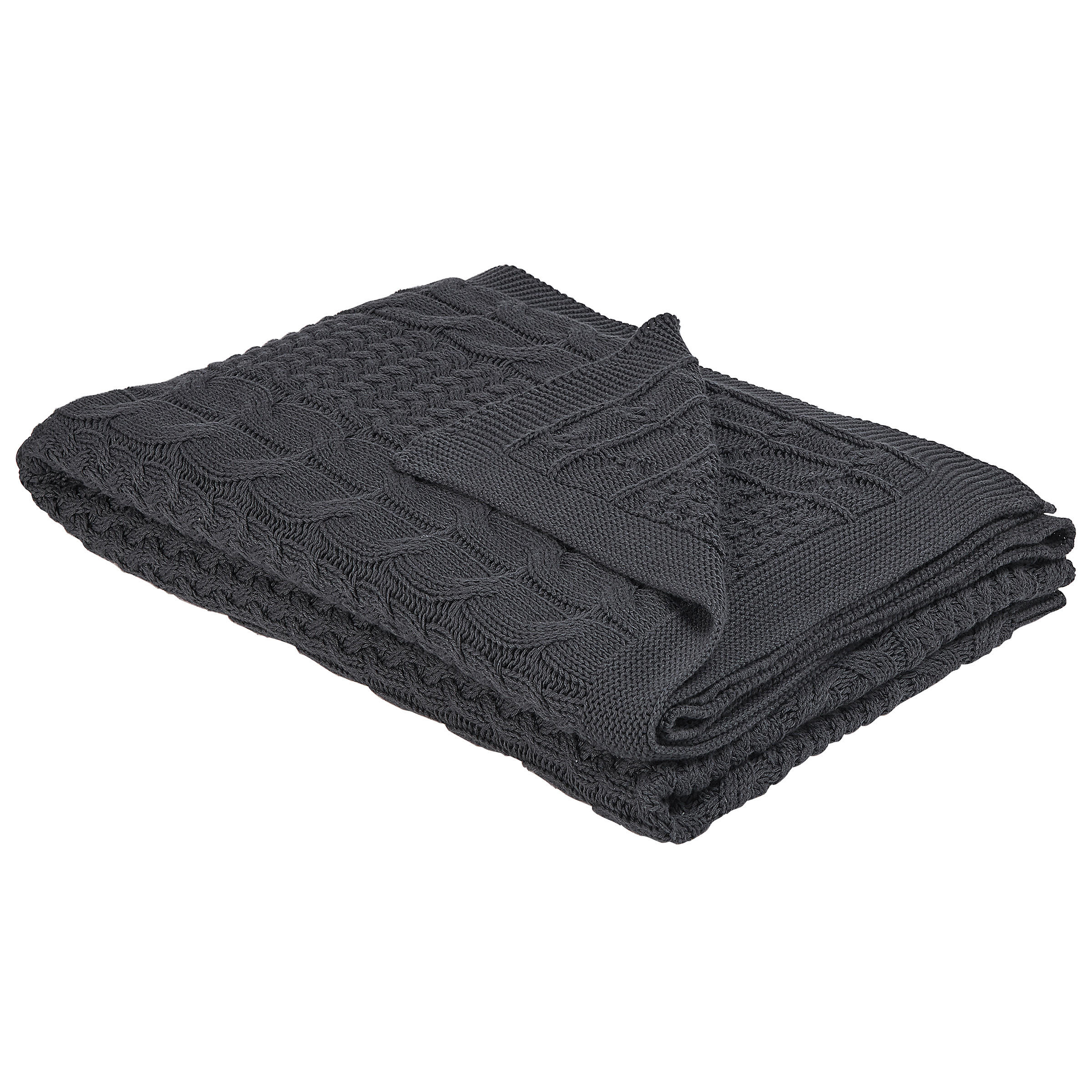 DECKE Dunkelgrau Fethiye 170/140 cm - Dunkelgrau, Naturmaterialien/Textil (140/170cm) - Beliani