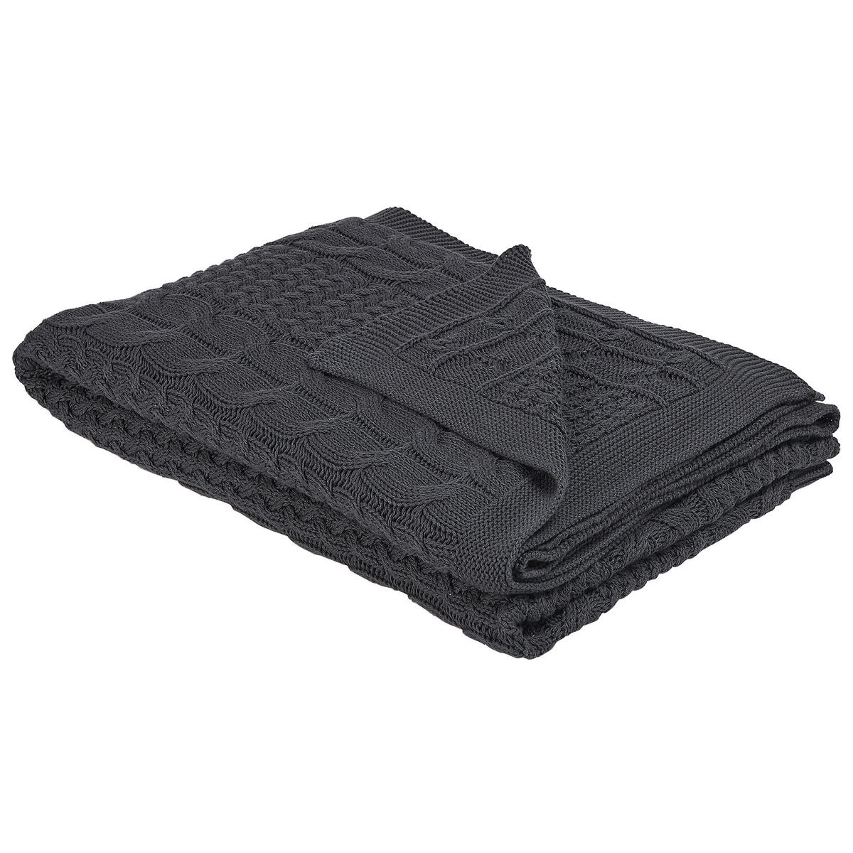 DECKE Dunkelgrau Fethiye 170/140 cm - Dunkelgrau, Naturmaterialien/Textil (140/170cm) - Beliani