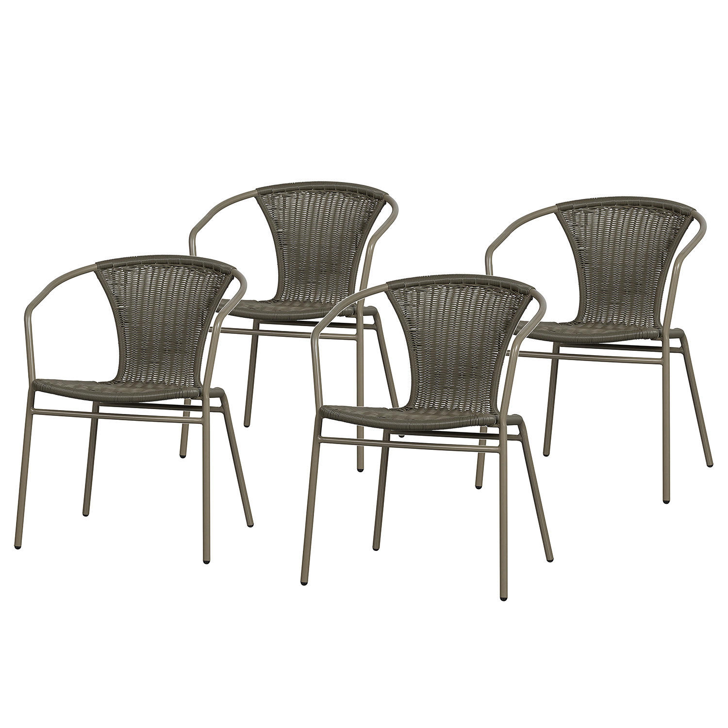 GARTENSTUHL - 4er-Set - Kunststoff - Olivgrün, Kunststoff/Metall (75/56/54cm) - home24