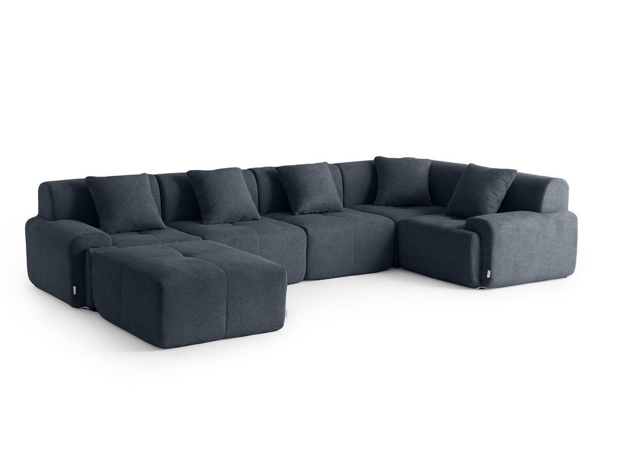 WOHNLANDSCHAFT Chenille Blaugrau - Blaugrau, Textil (345/73/190cm) - MILYsofa