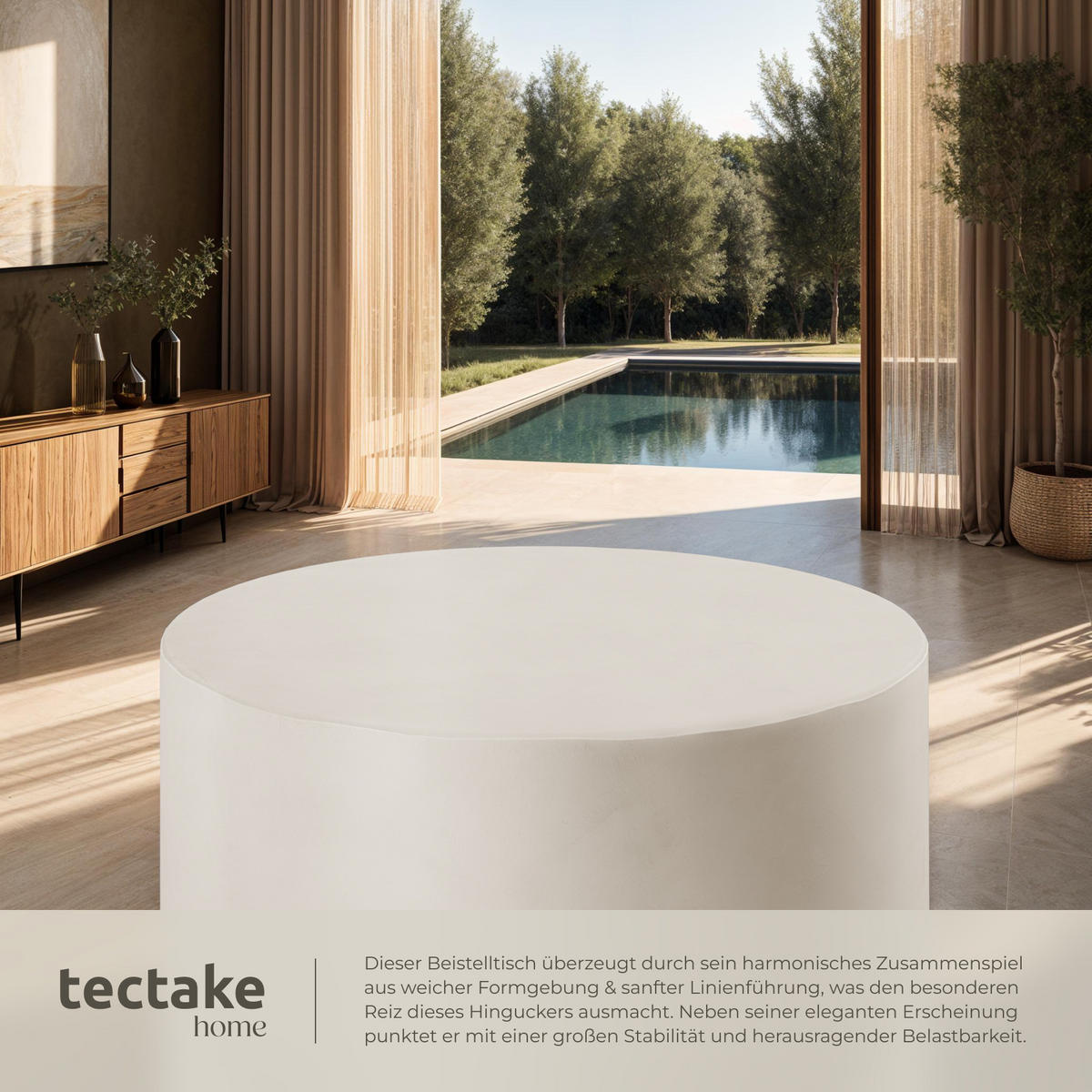 COUCHTISCH rund Ronan, 80 x 39, 5 cm, weiß - Weiß, Keramik (80/80/39.5cm) - tectake