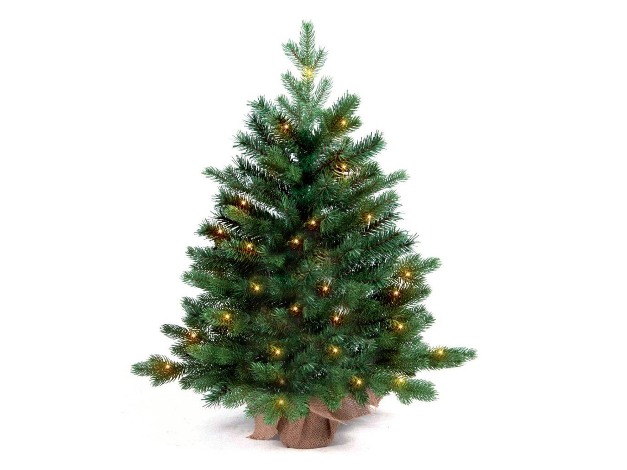 WEIHNACHTSBAUM künstlich e grüne Tanne Bernard im Topf 60 cm mit LED-Beleuchtung - Grün, Kunststoff (60cm) - LAALU