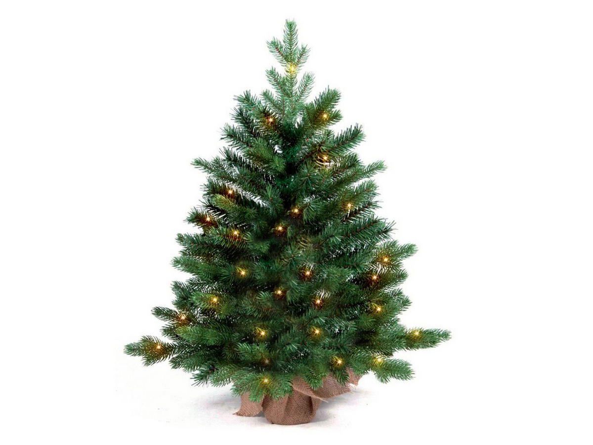 WEIHNACHTSBAUM künstlich e grüne Tanne Bernard im Topf 60 cm mit LED-Beleuchtung - Grün, Kunststoff (60cm) - LAALU