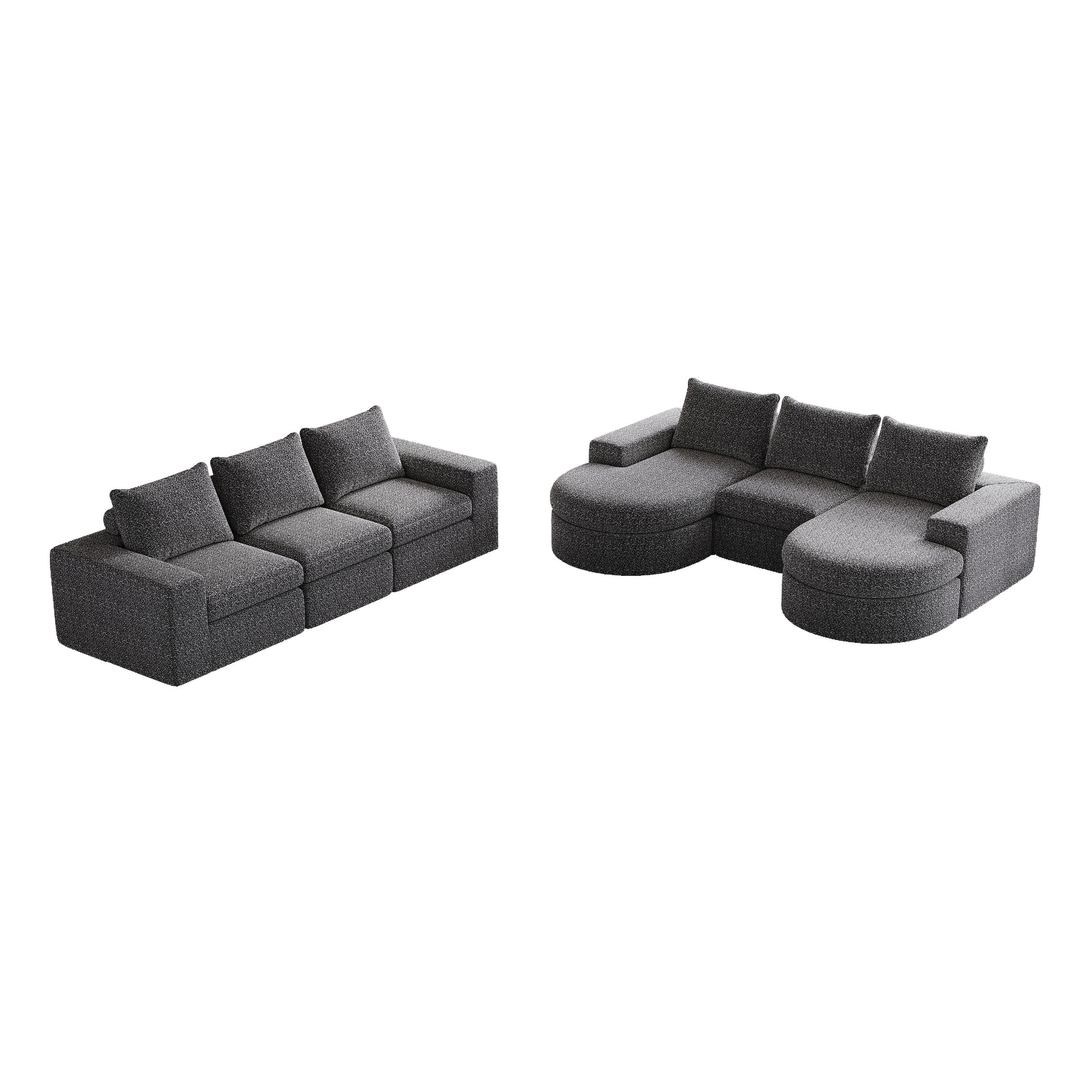 SITZGARNITUR DE-34522 modular Grau - Grau, Textil (271.7/81.2/322.5cm) - ComfortXL