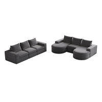 SITZGARNITUR DE-34522 modular Grau - Grau, Textil (271.7/81.2/322.5cm) - ComfortXL