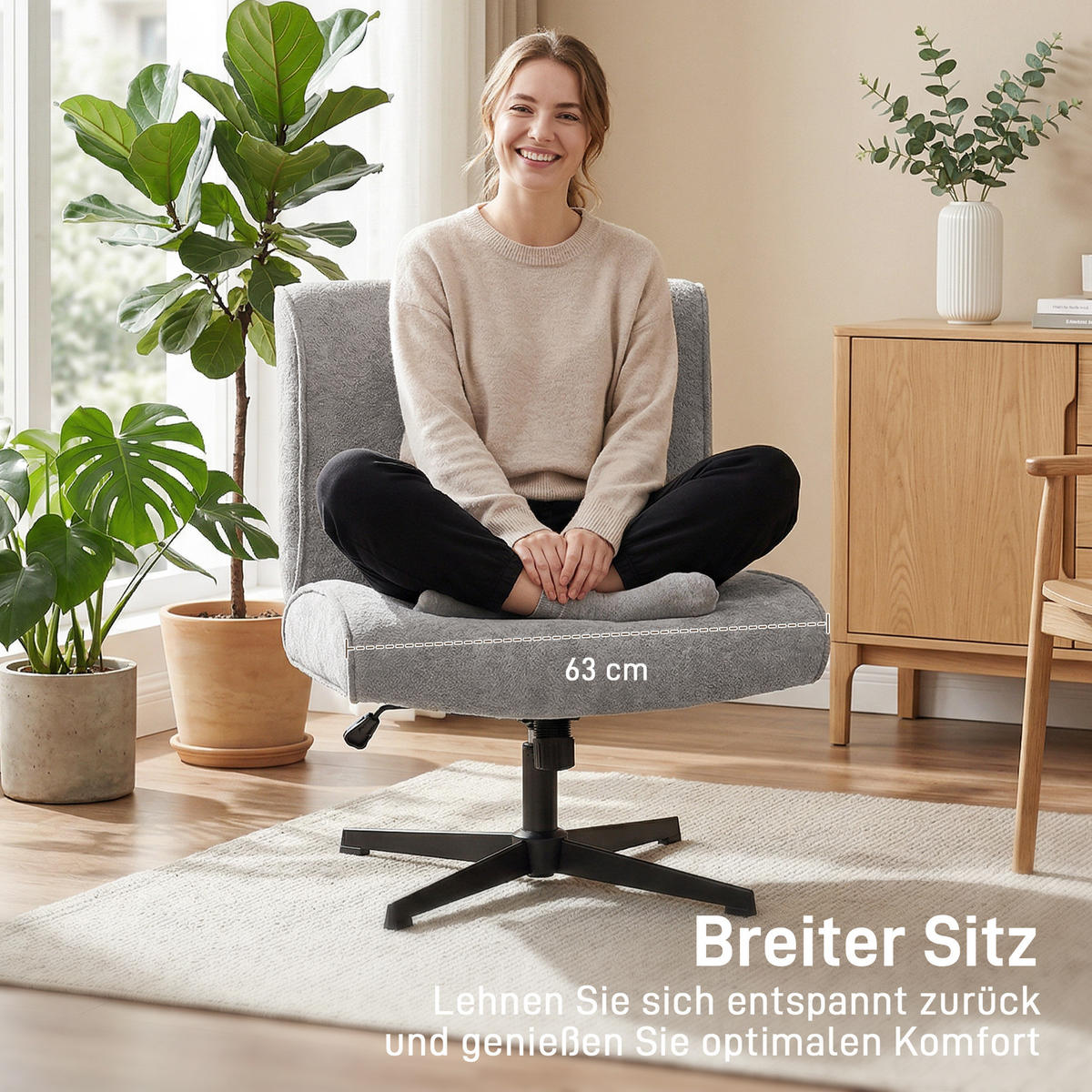 RELAXSESSEL drehbar aus Polyester Grau - Schwarz/Grau, Textil/Metall (63/90/75cm) - HOMCOM