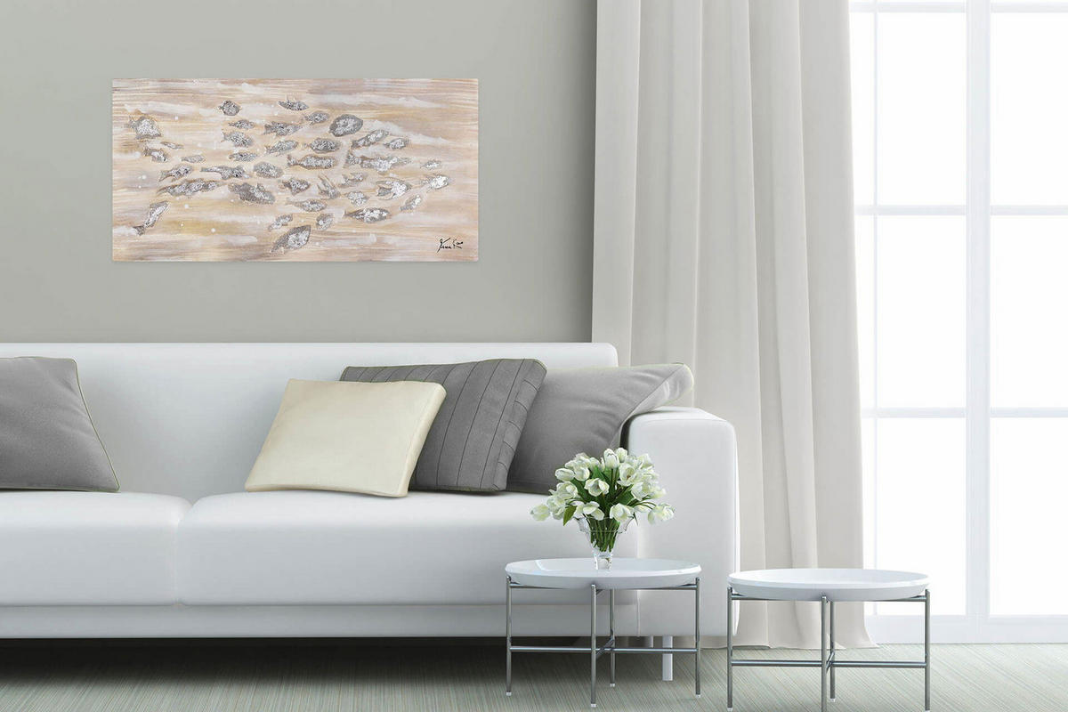 ACRYLBILD HANDGEMALT 100/50 cm - Beige, Holz/Textil (1.44/50cm) - KUNSTLOFT