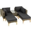 RATTANLOUNGE Bellaria,mit Sicherheitsglasplatte,natur - Naturfarben, Kunststoff/Metall - tectake