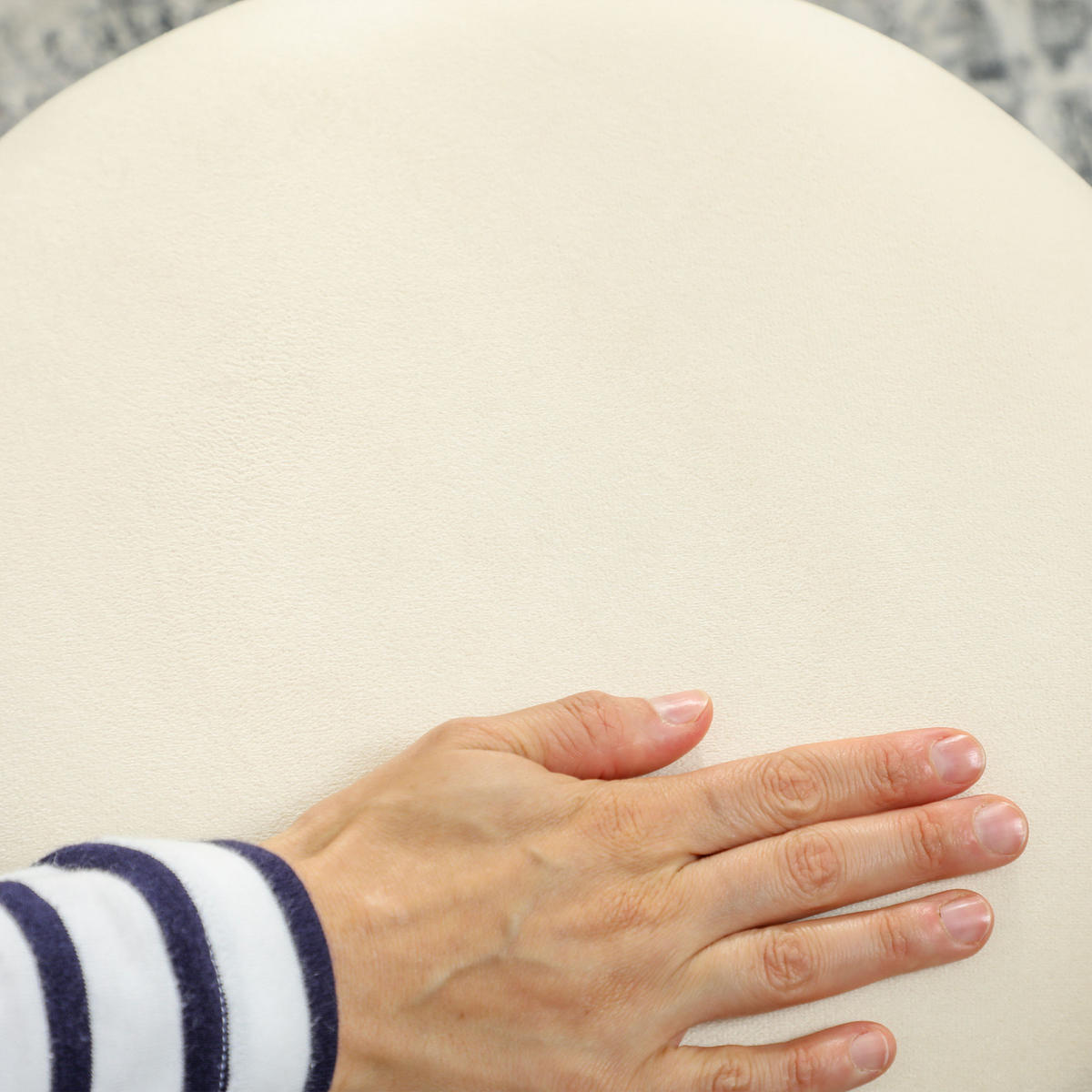 POUF DE-16435 mit Stauraum und Rippenvelours Beige - Beige, Textil (36/44/36cm) - ComfortXL