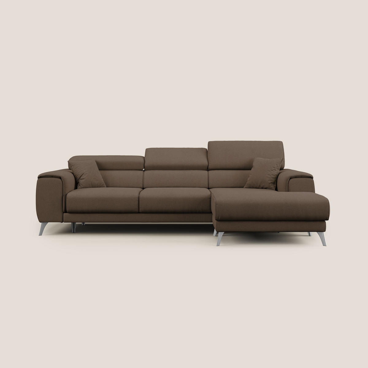 ECKSOFA RECHTS Fusion - Braun, Textil (260/102cm) - Divani.store