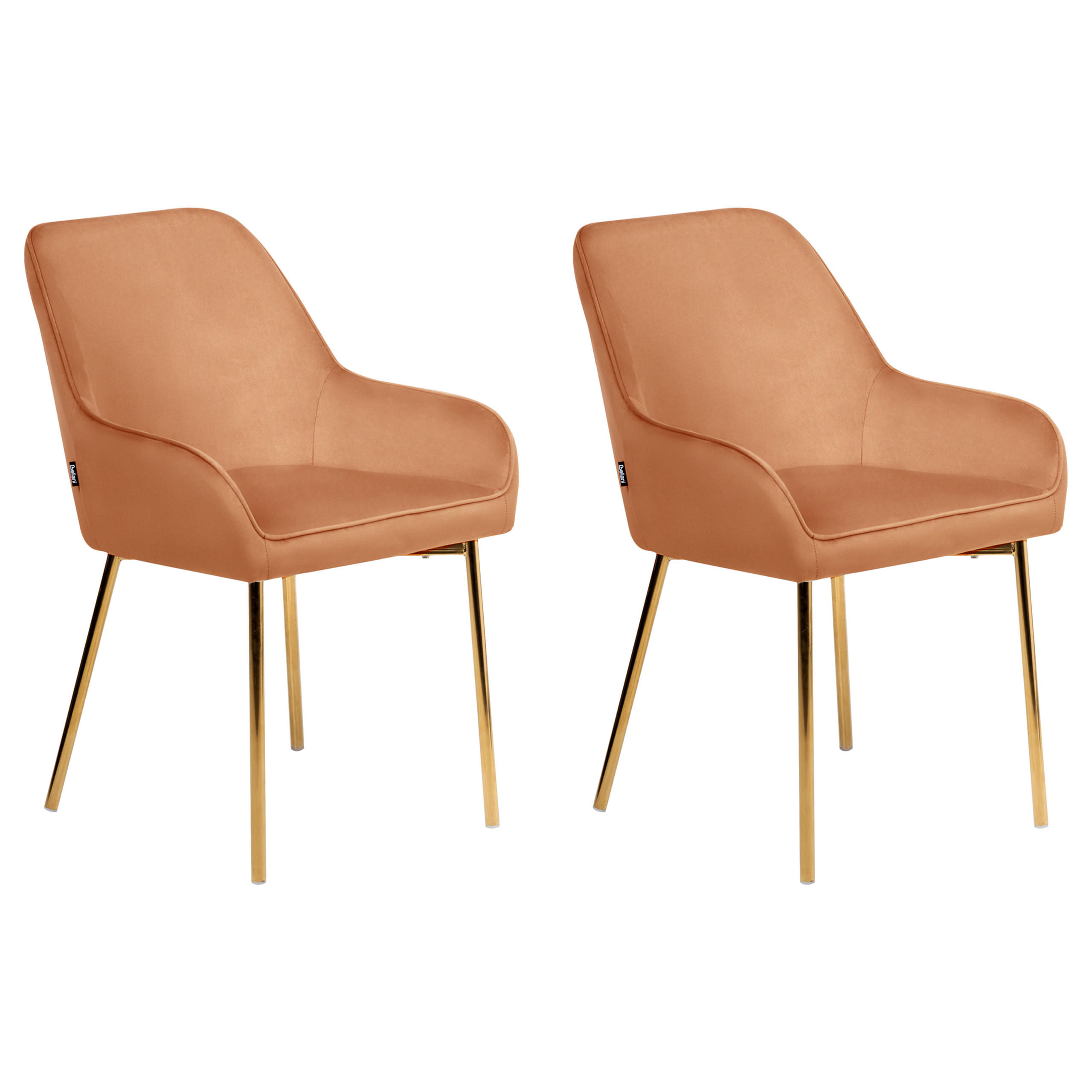 ESSZIMMERSTUHL 2er-Set Orange Loverna - Goldfarben/Orange, Textil (54/87/63cm) - Beliani