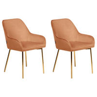 ESSZIMMERSTUHL 2er-Set Orange Loverna - Goldfarben/Orange, Textil (54/87/63cm) - Beliani