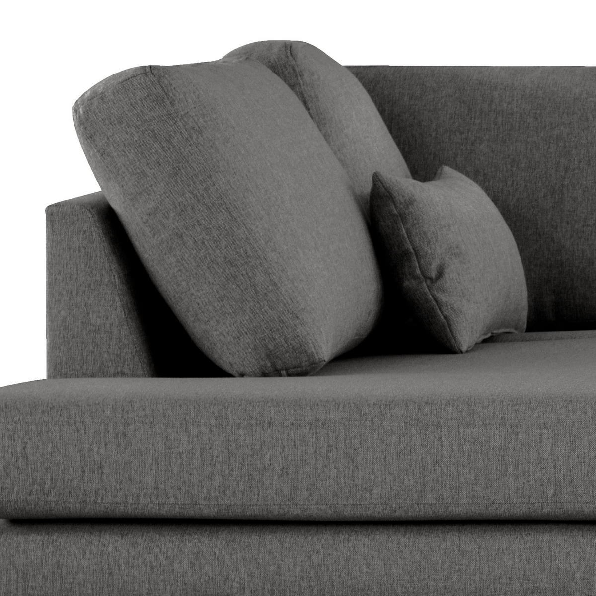 WOHNLANDSCHAFT mit Longchair - Eichefarben/Dunkelgrau, Eichenholz/Textil (371/81/219cm) - home24