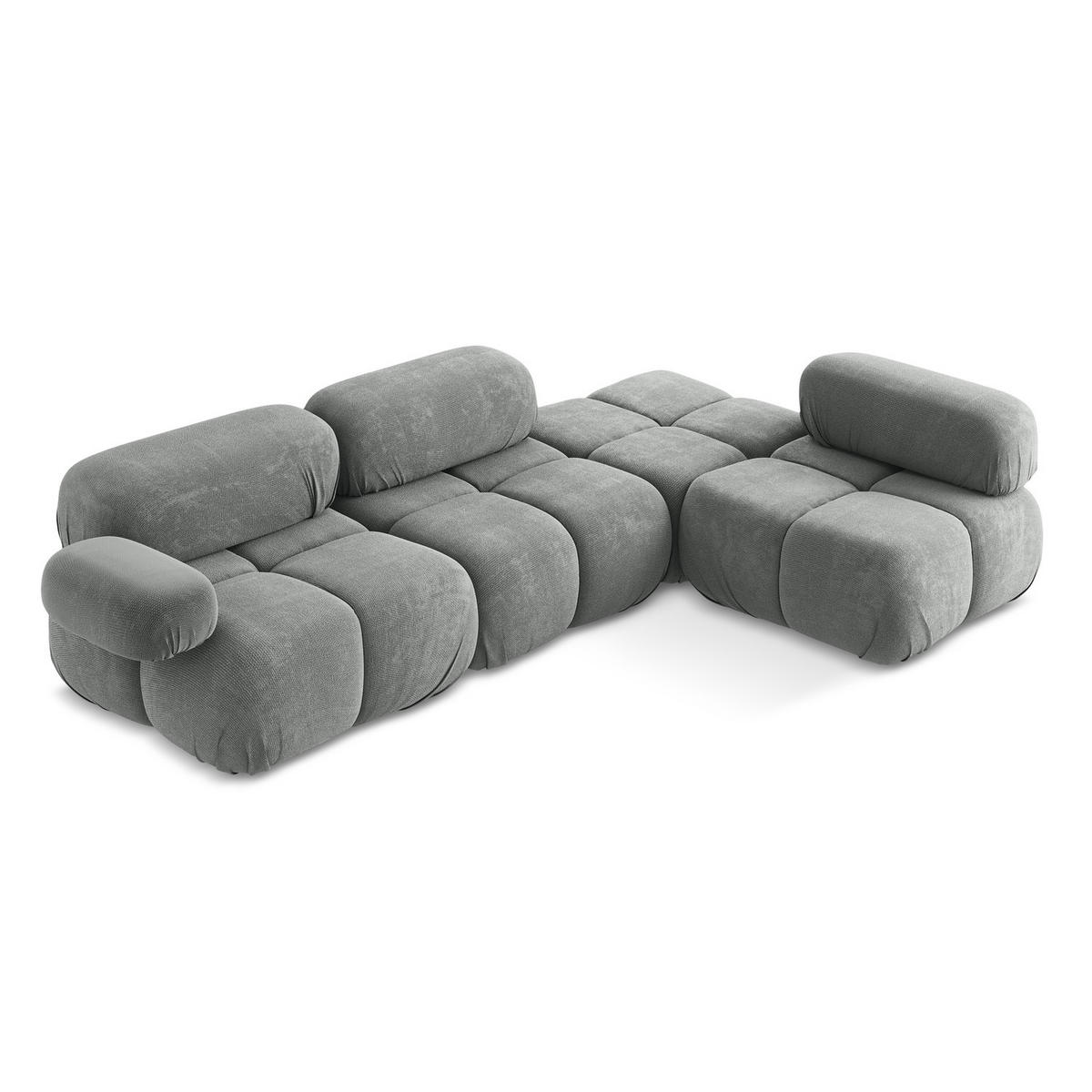 ECKSOFA Rechts Chenille Stoff Grau - Blau/Schwarz, Kunststoff/Textil (285/190cm) - LaMiaSofa
