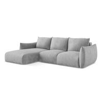 ECKSOFA mit Schlaffunktion links Chenille Stoff Grau - Hellgrau/Schwarz, Holzwerkstoff/Kunststoff (242/162cm) - LaMiaSofa