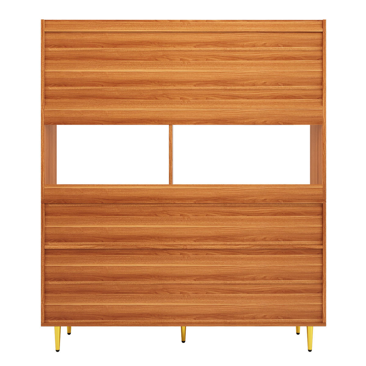BUFFET 145/39/171 cm aus MDF mit Changhong-Glastüren und Weinregal Walnussbraun - Walnussfarben, Holzwerkstoff (39/171/145cm) - Modenvie