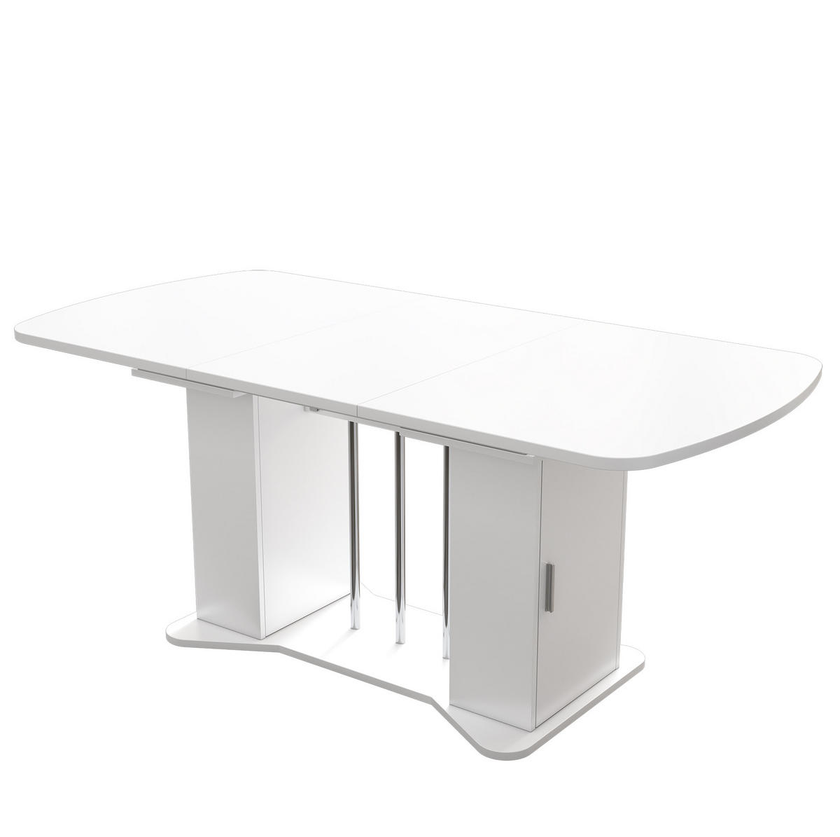 JEDILNA miza 120/160 x 80 cm z raztegljivo funkcijo, prostorom za shranjevanje in elegantnim kovinskim podnožjem, Bela - bela, leseni material (160/80/75cm) - Redom