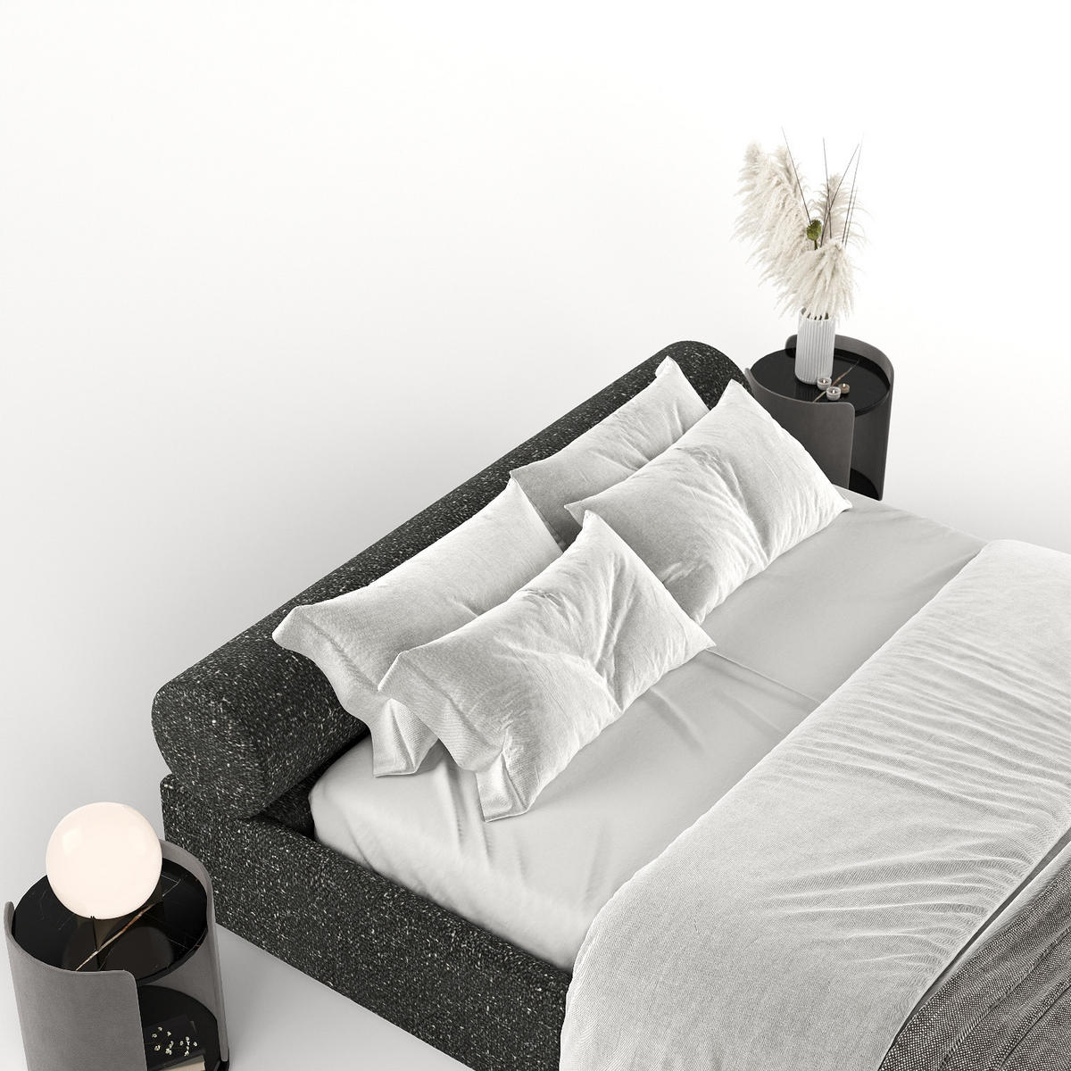 POLSTERBETT Solvo mit Stauraum 200/200 cm Schwarz im Blur Stoff - Schwarz/Naturfarben, Holz/Holzwerkstoff (200/200cm) - AltaBeds