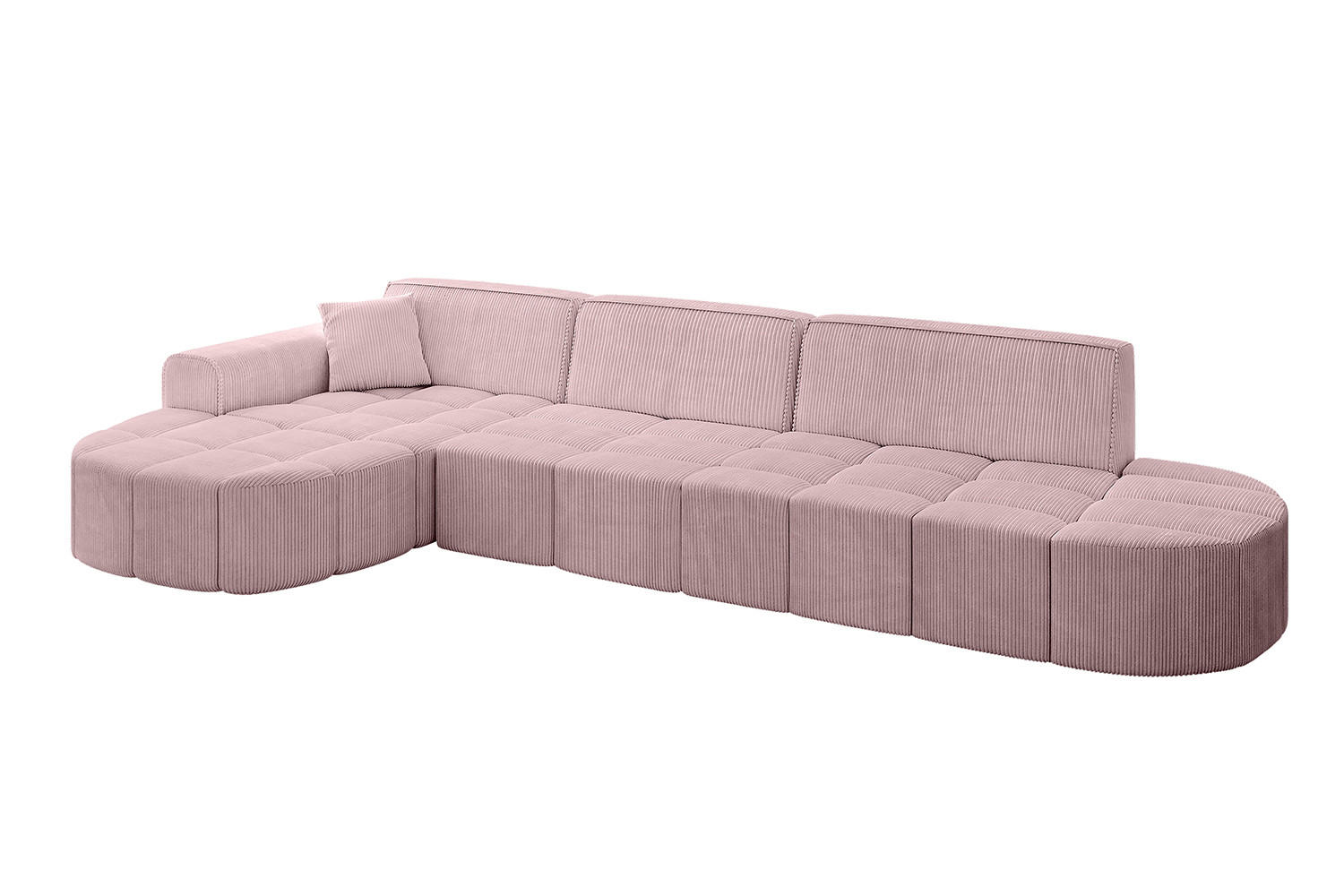 ECKSOFA Ottomane Links LIVO-L2 - 337x173x79,5 cm Rosa - Rosa, Holzwerkstoff/Textil (337/173cm) - ALTDECOR