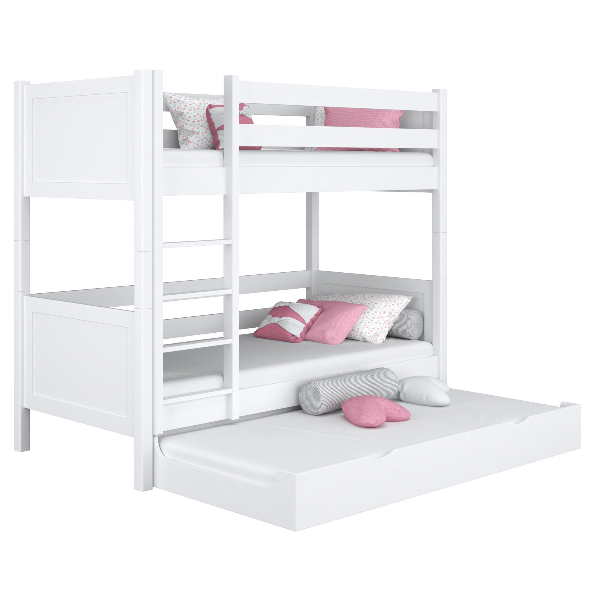 ETAGENBETT N02 mit Matratzenschublade Weiß 100/190 - Weiß, Naturmaterialien/Holz (100/190cm) - N-Wood