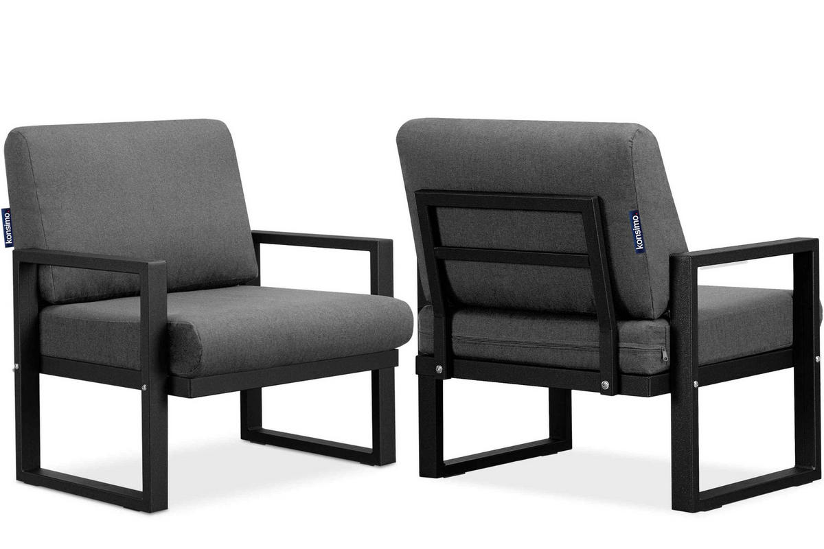 TERRASSENMÖBEL FRENA im Loft-Stil, schwarz - Schwarz/Grau, Metall - KONSIMO®