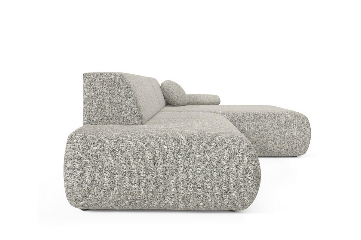 ECKSOFA DELTA R-S Grau Geflochtener Stoff mit Schlaffunktion - Grau, Holz (286/173.5cm) - MASSENO