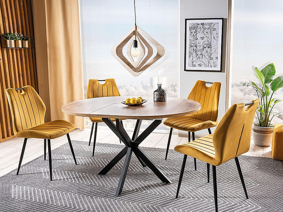 ESSTISCH Rund Eiche Artisan - Schwarz matt 100x75 cm - Schwarz/Eiche Artisan, Holzwerkstoff (100/100/75cm) - designimpex