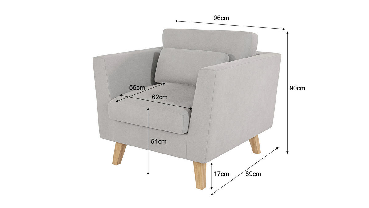 SESSEL Mario Silber Microfaser - Silberfarben/Naturfarben, Holz/Textil (96/90/89cm) - S-Style Möbel