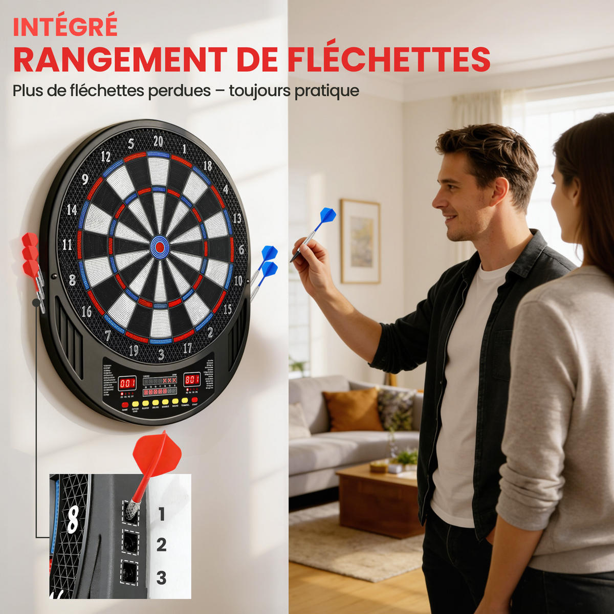 DARTSCHEIBE DE-18831 33 Spiele, 202 Variationen - Schwarz, Kunststoff (44/2.8/53cm) - ComfortXL